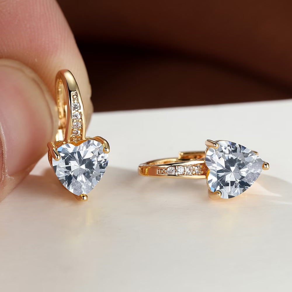 Heart-Shaped Zircon Earrings