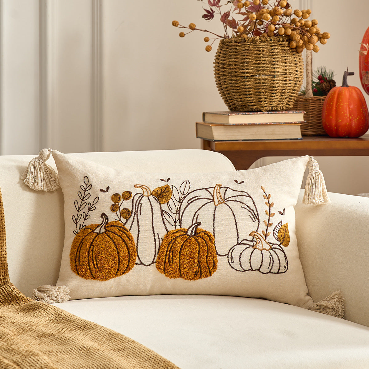 Autumn Pumpkin & Maple Pillow Covers
