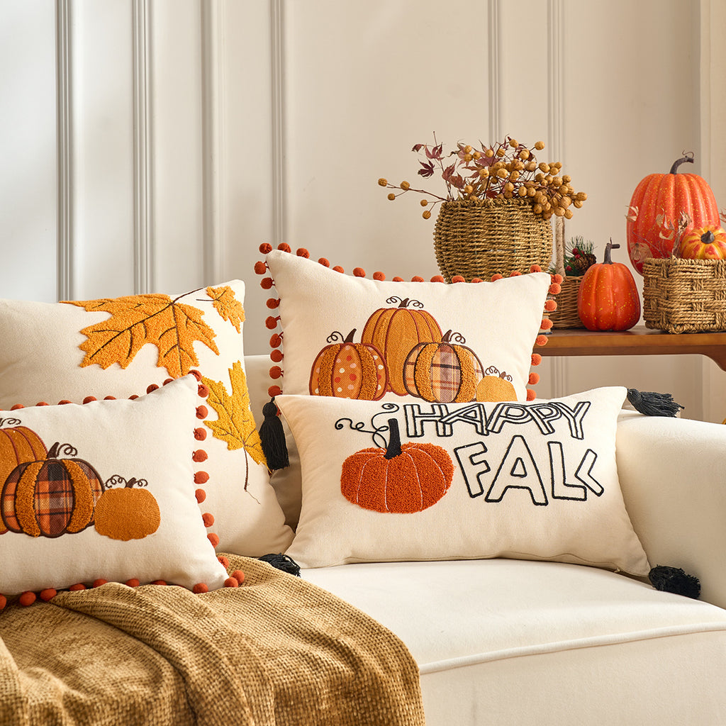 Autumn Pumpkin & Maple Pillow Covers