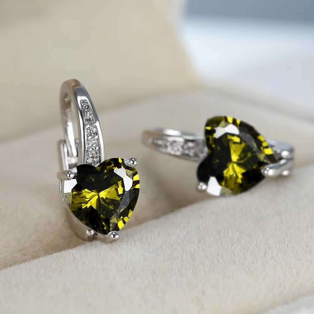 Heart-Shaped Zircon Earrings