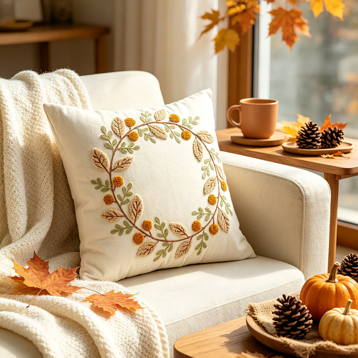 Autumn Pumpkin & Maple Pillow Covers