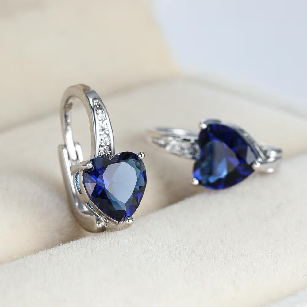 Heart-Shaped Zircon Earrings