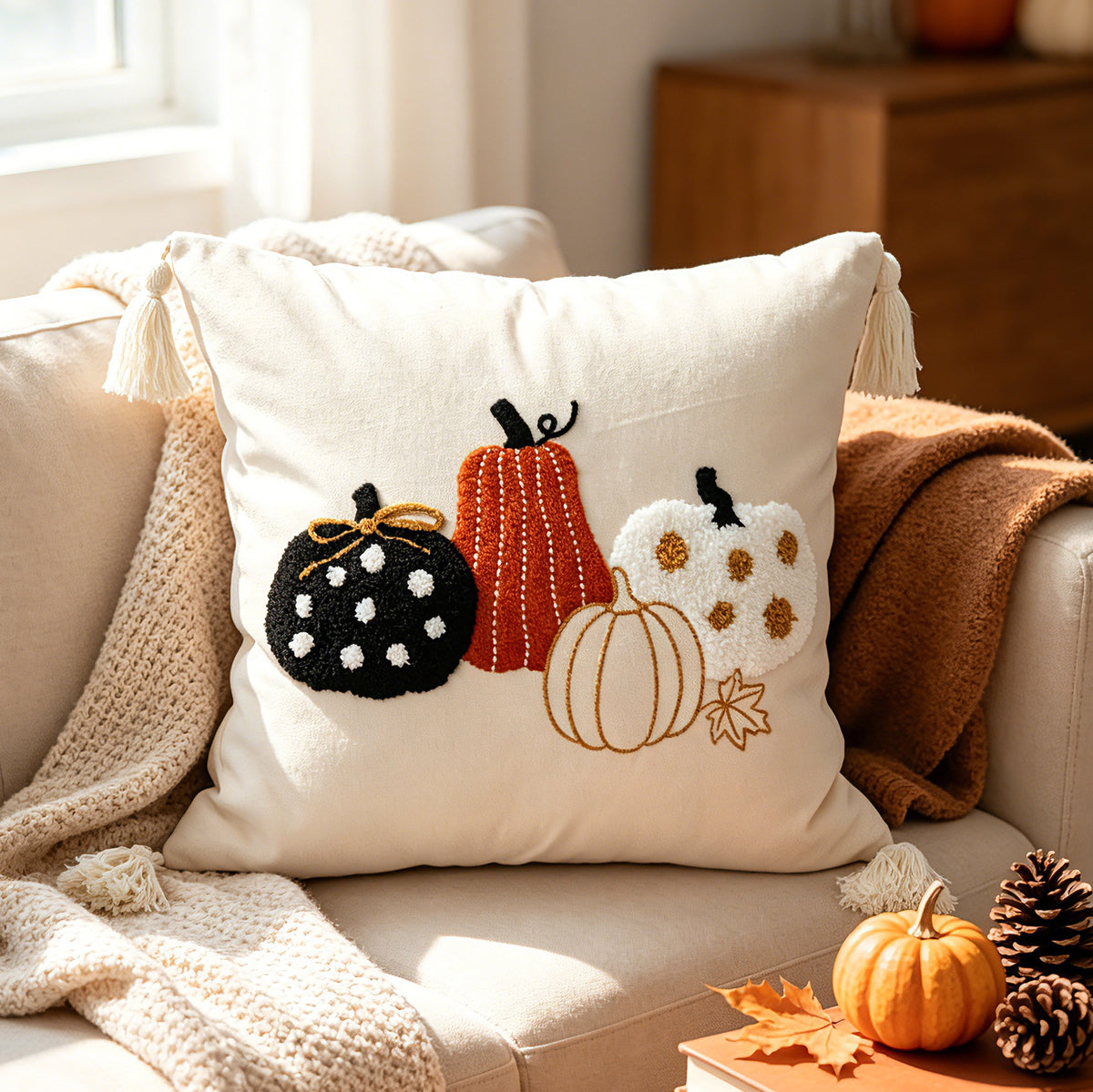 Autumn Pumpkin & Maple Pillow Covers