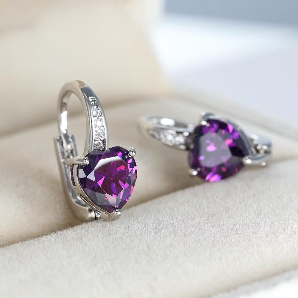 Heart-Shaped Zircon Earrings