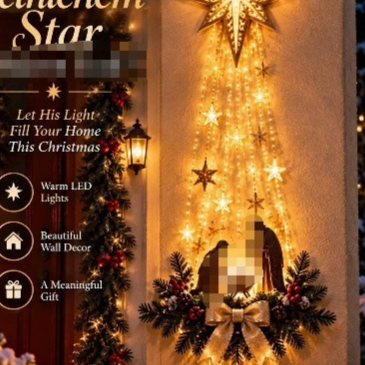 Lighted Christmas Tree & Wreath Door Decoration