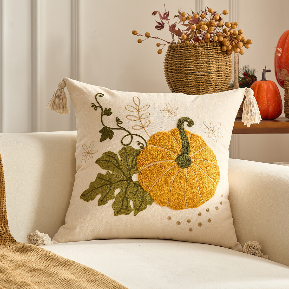 Autumn Pumpkin & Maple Pillow Covers