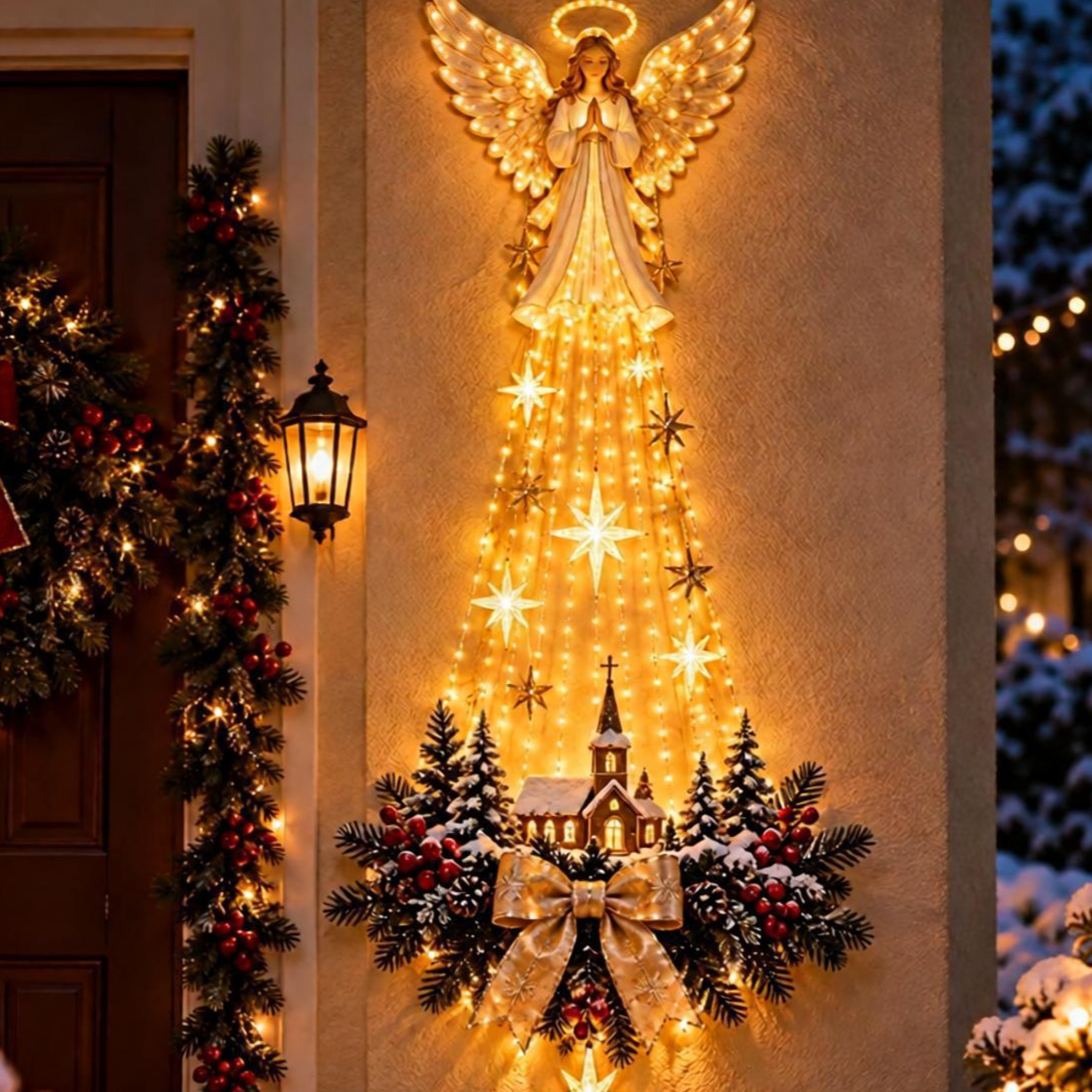 Lighted Christmas Tree & Wreath Door Decoration