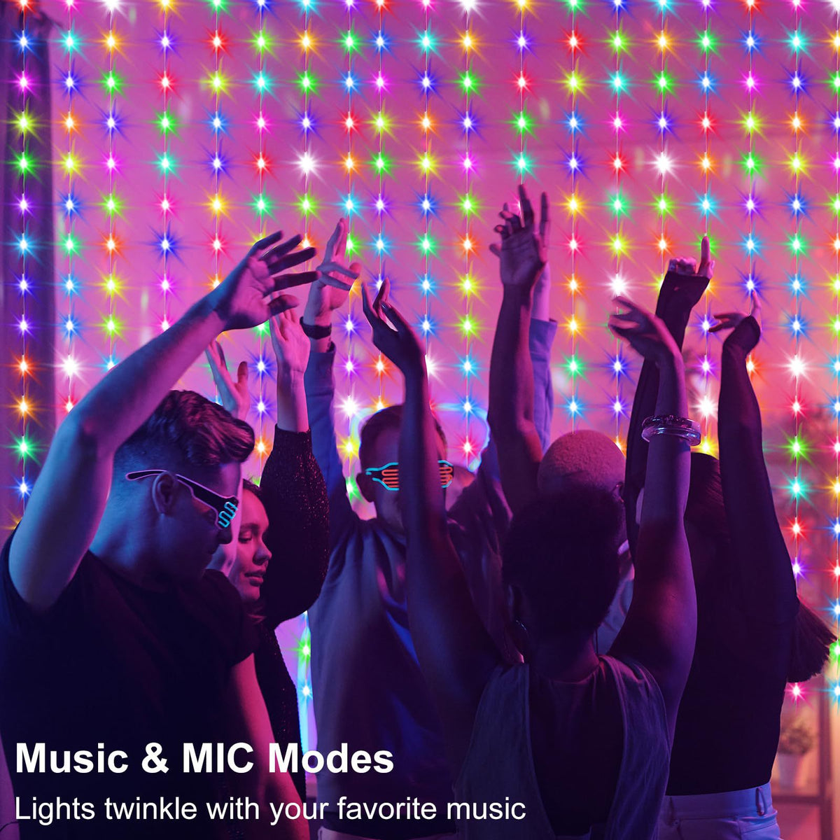 Music-Sync LED Curtain Lights