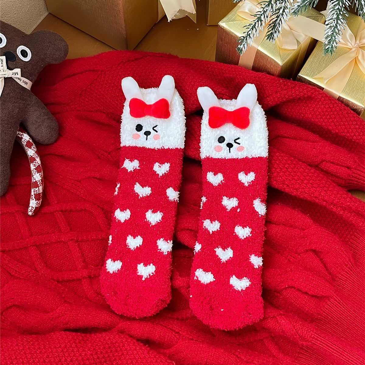 Cozy Christmas Fleece Sleep Socks