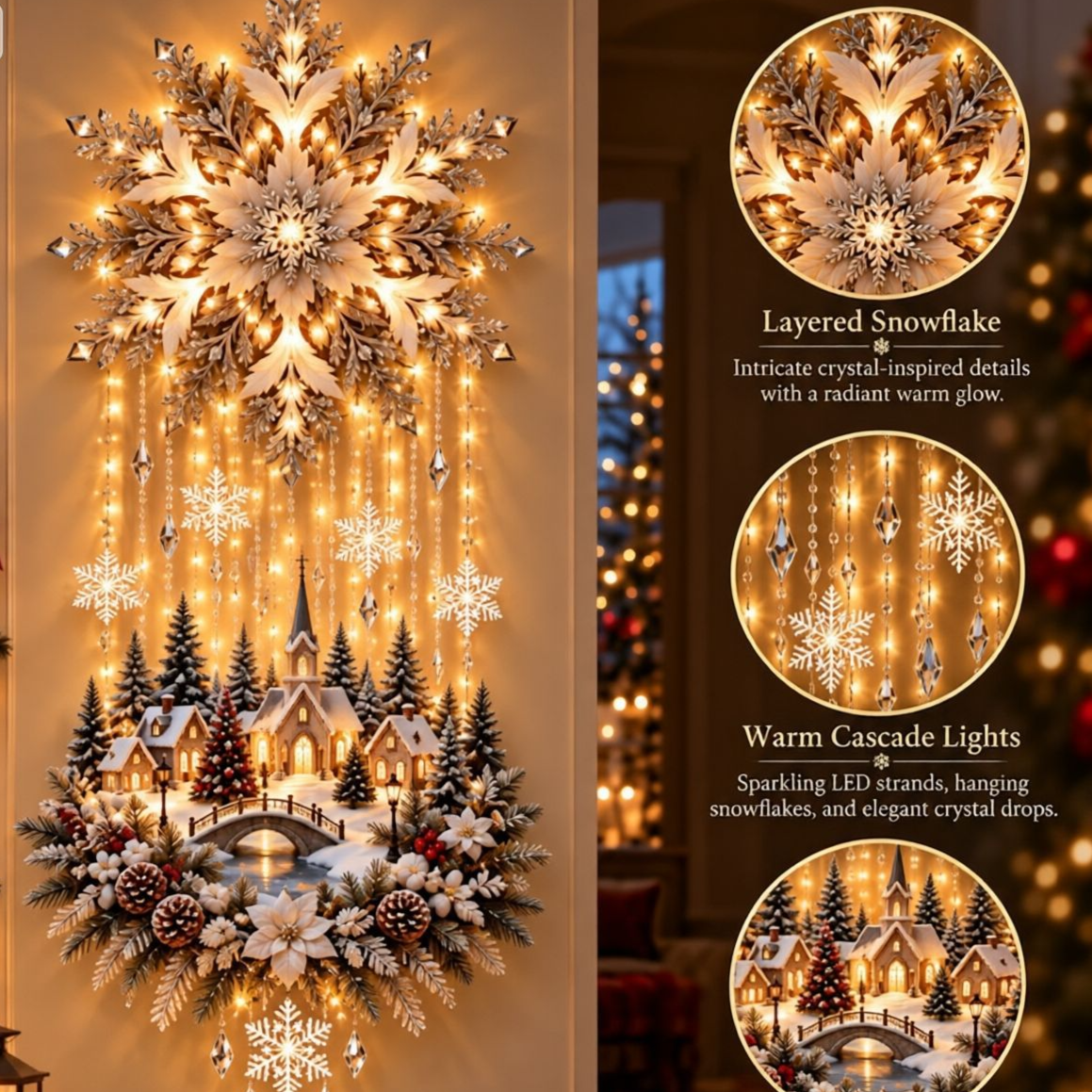 Lighted Christmas Tree & Wreath Door Decoration