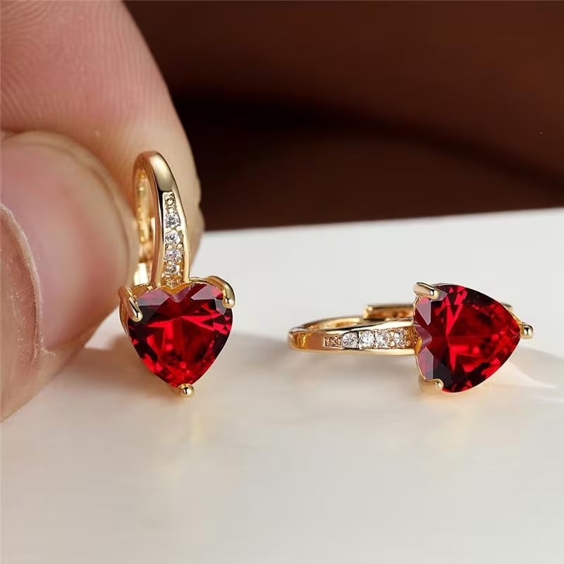 Heart-Shaped Zircon Earrings