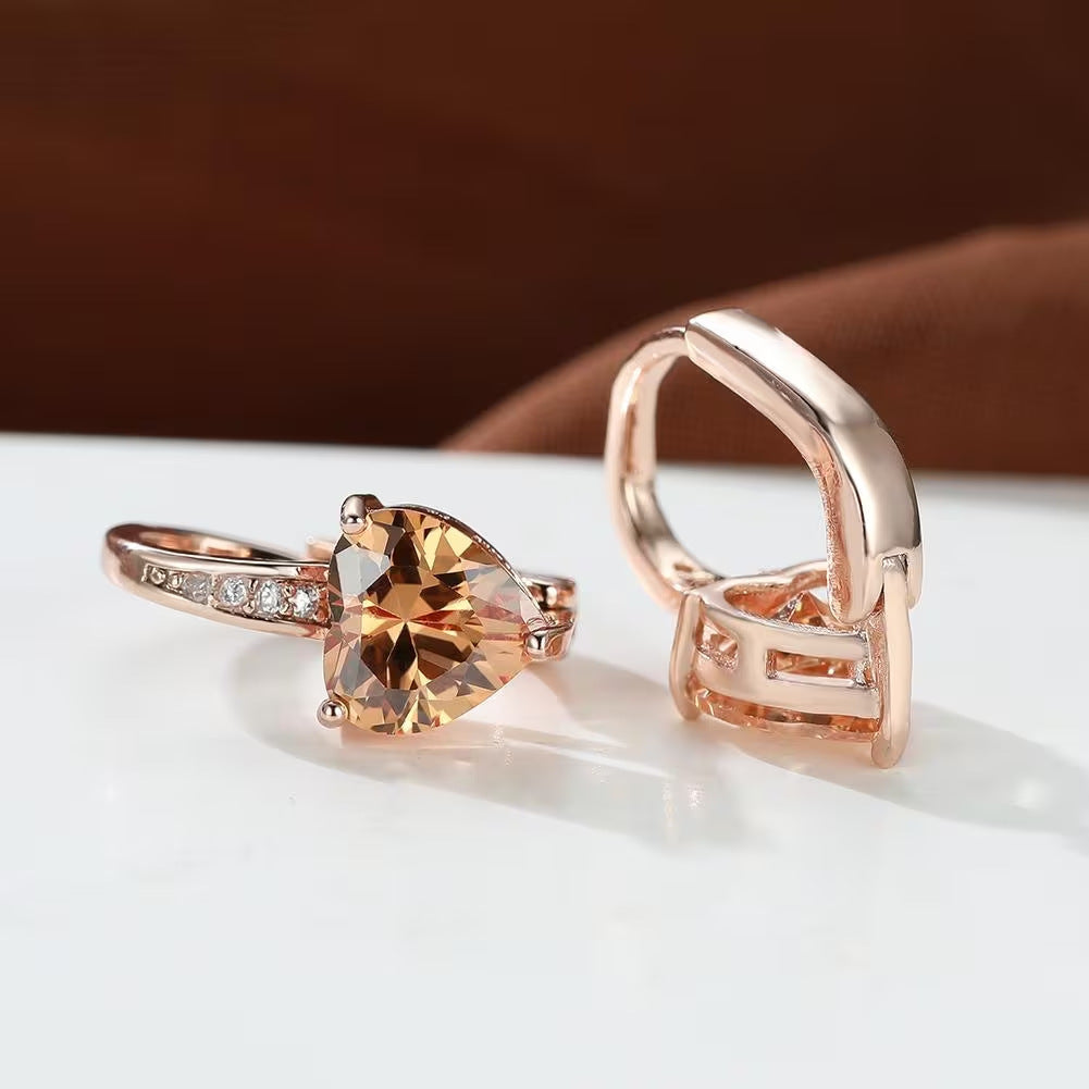 Heart-Shaped Zircon Earrings