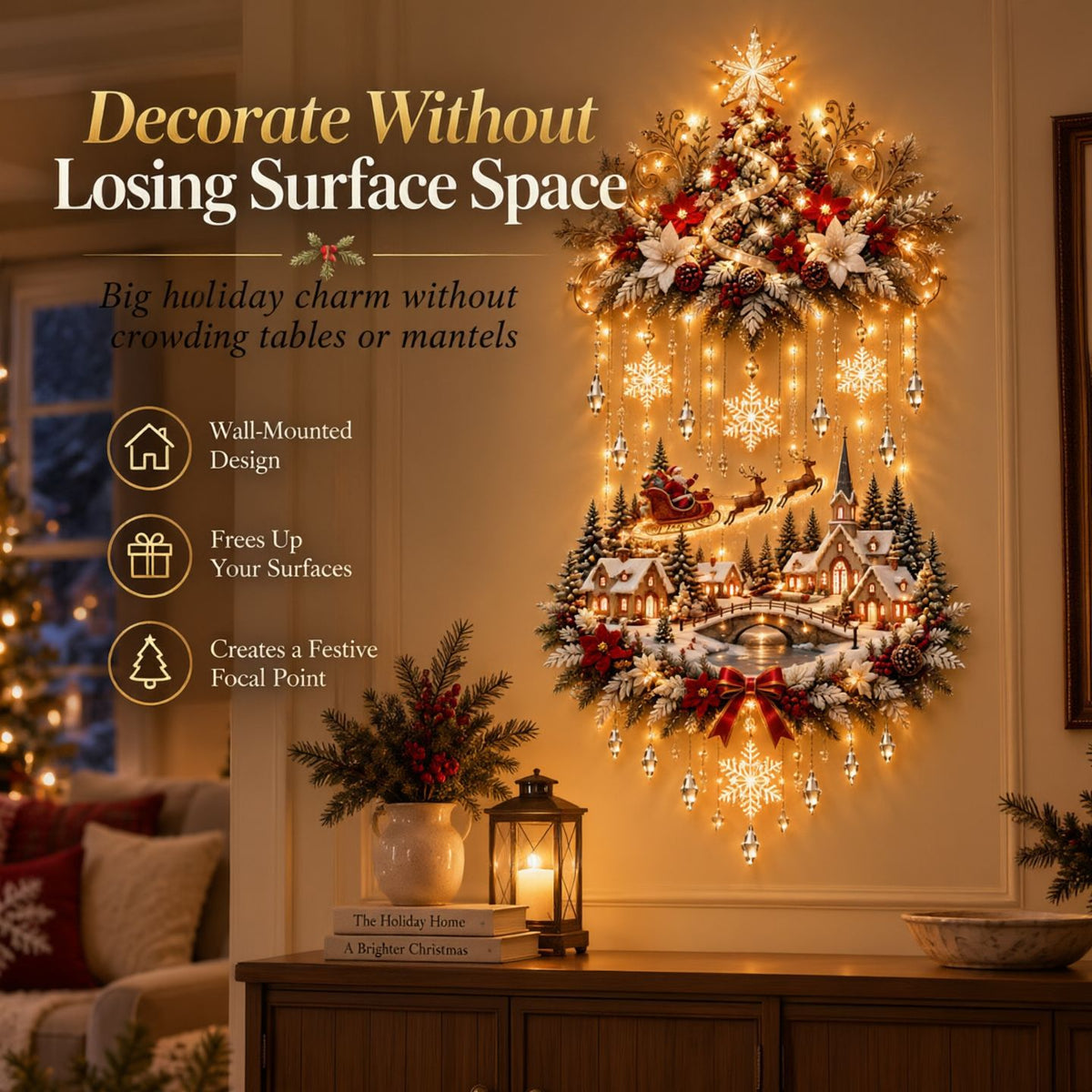 Lighted Christmas Tree & Wreath Door Decoration