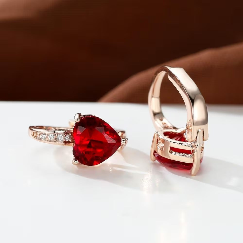 Heart-Shaped Zircon Earrings
