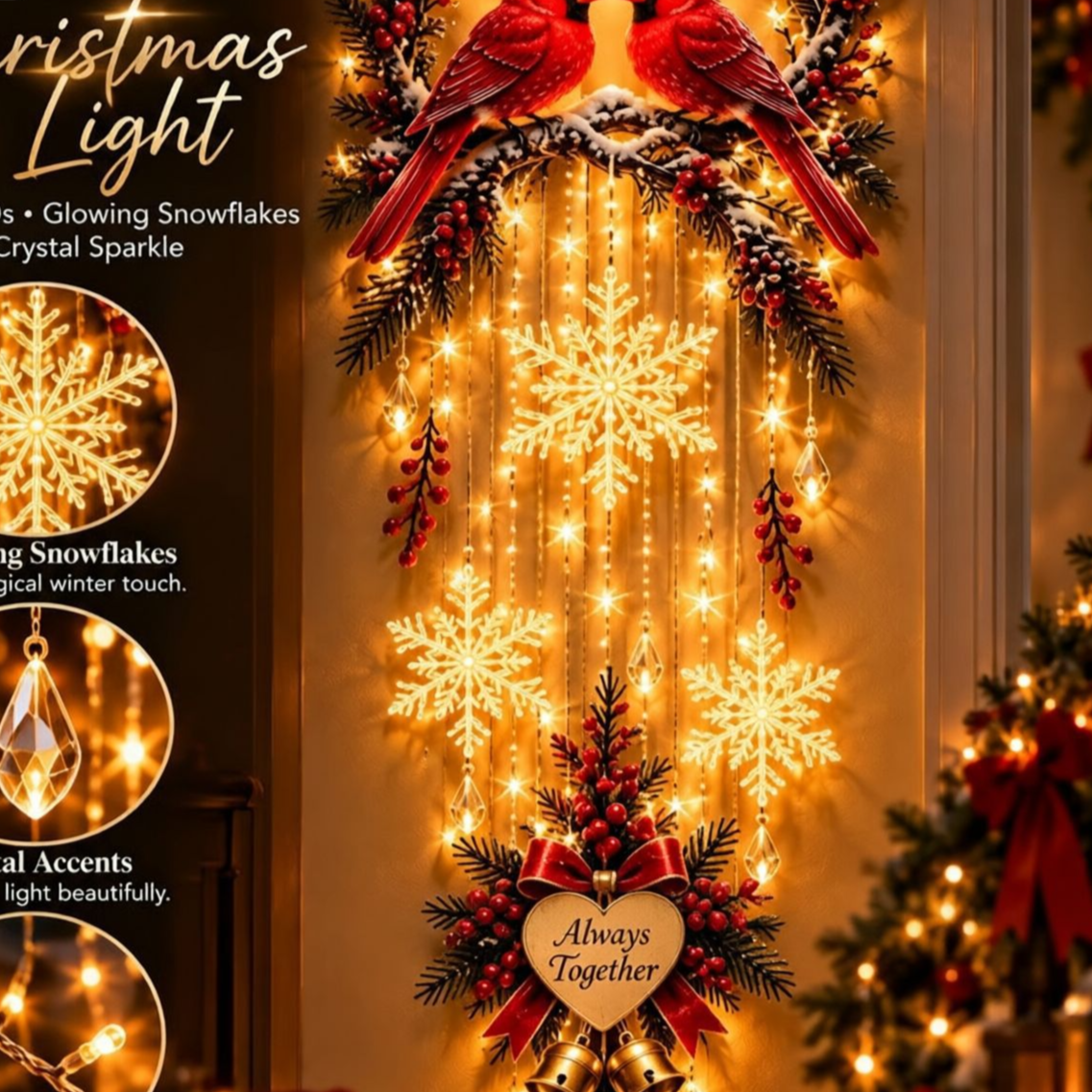 Lighted Christmas Tree & Wreath Door Decoration