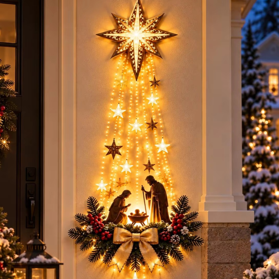 Lighted Christmas Tree & Wreath Door Decoration