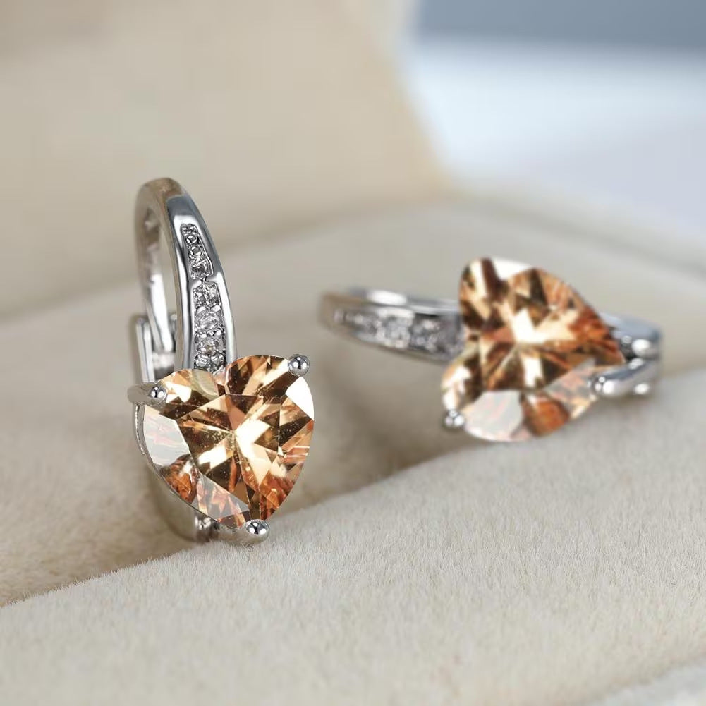 Heart-Shaped Zircon Earrings