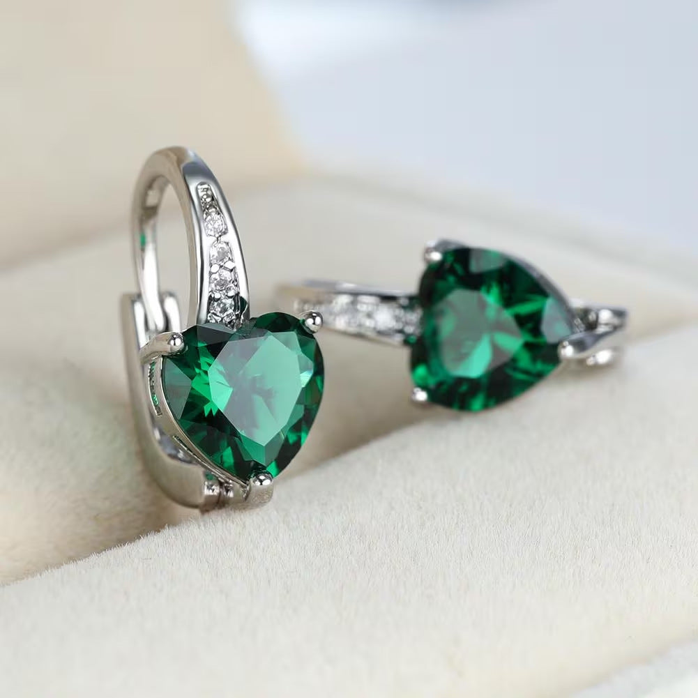 Heart-Shaped Zircon Earrings