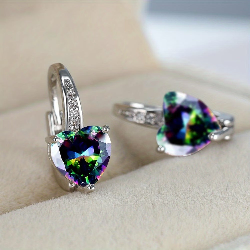 Heart-Shaped Zircon Earrings