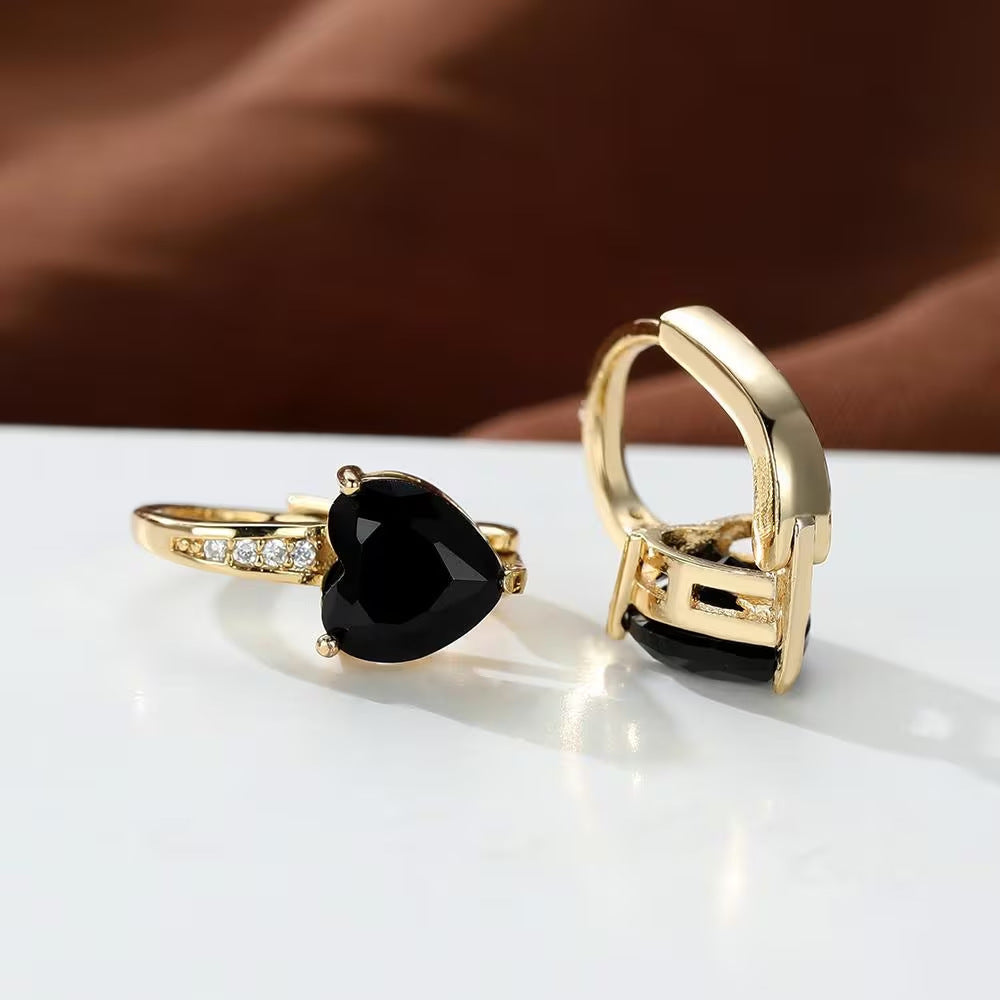Heart-Shaped Zircon Earrings