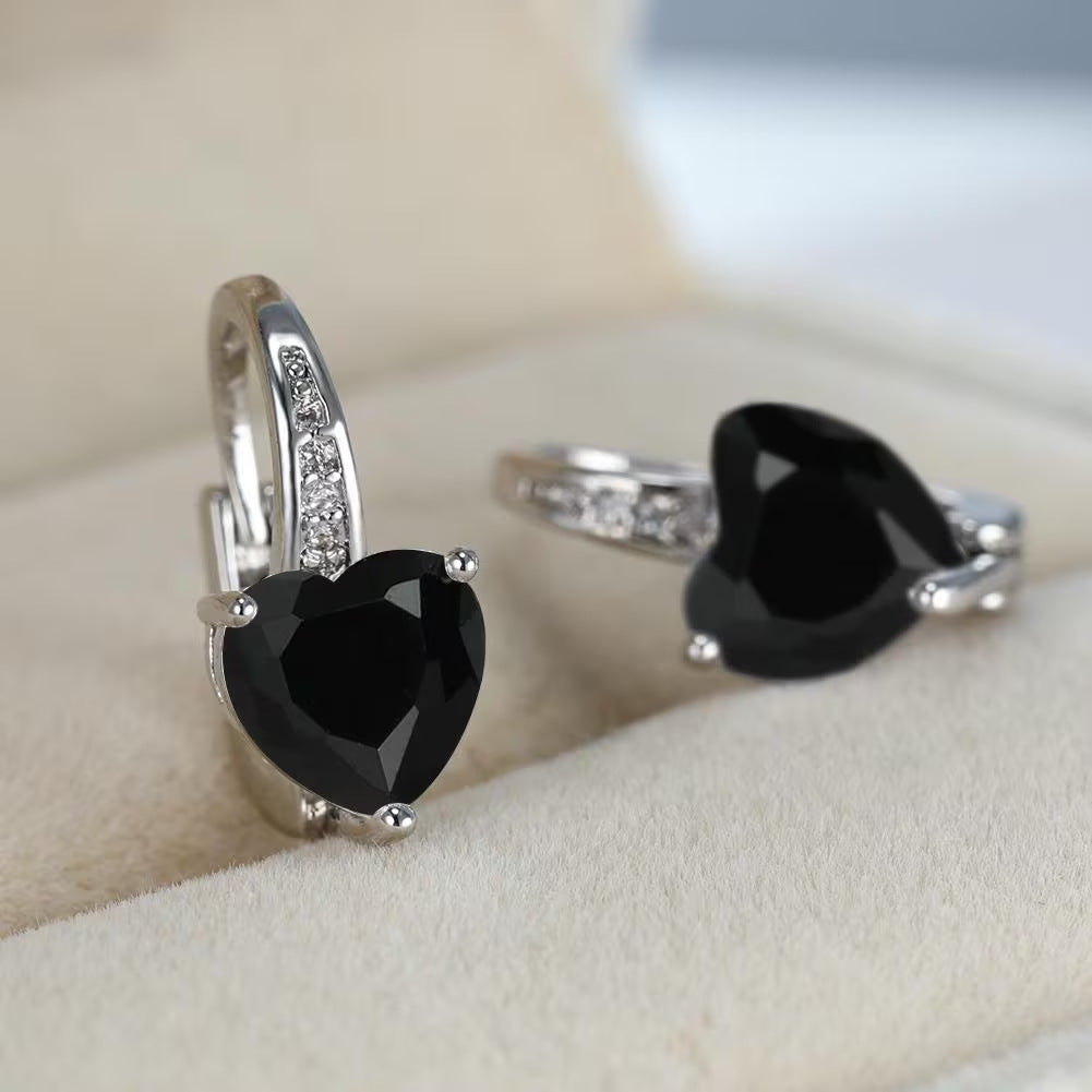 Heart-Shaped Zircon Earrings