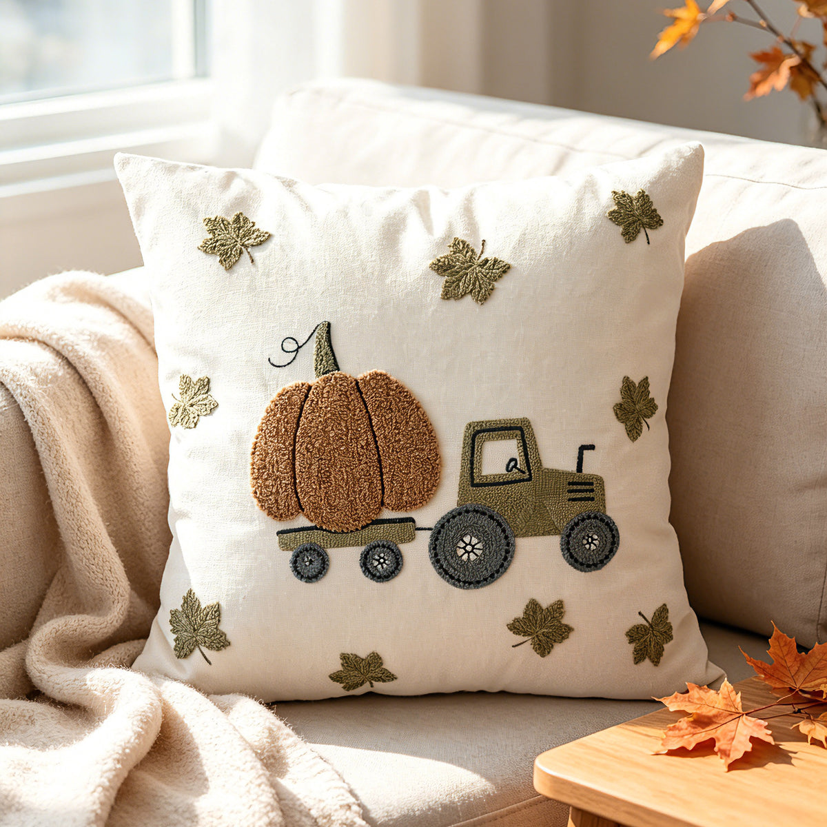 Autumn Pumpkin & Maple Pillow Covers
