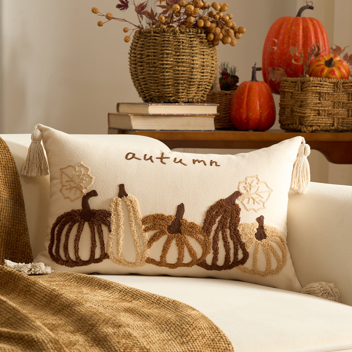 Autumn Pumpkin & Maple Pillow Covers