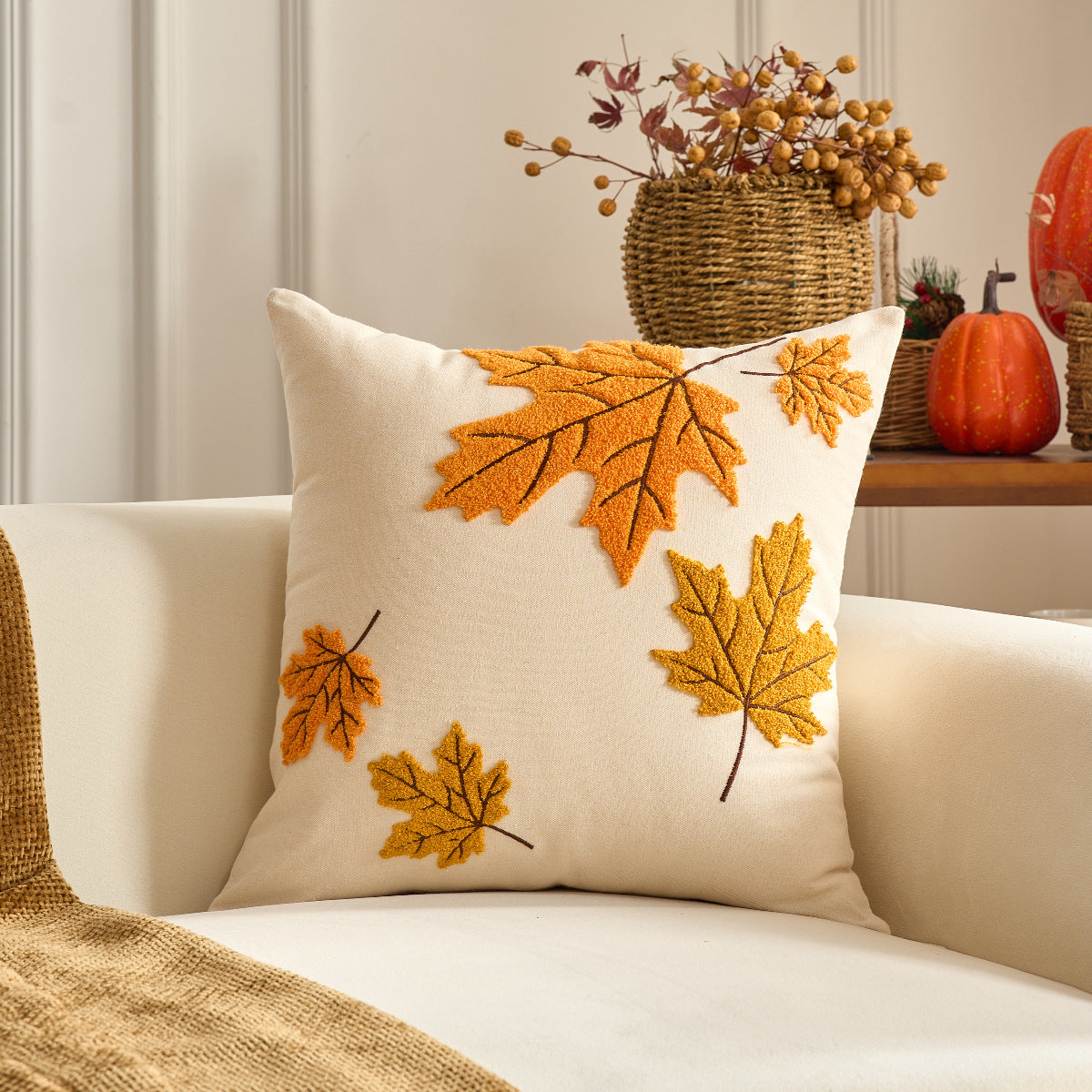 Autumn Pumpkin & Maple Pillow Covers
