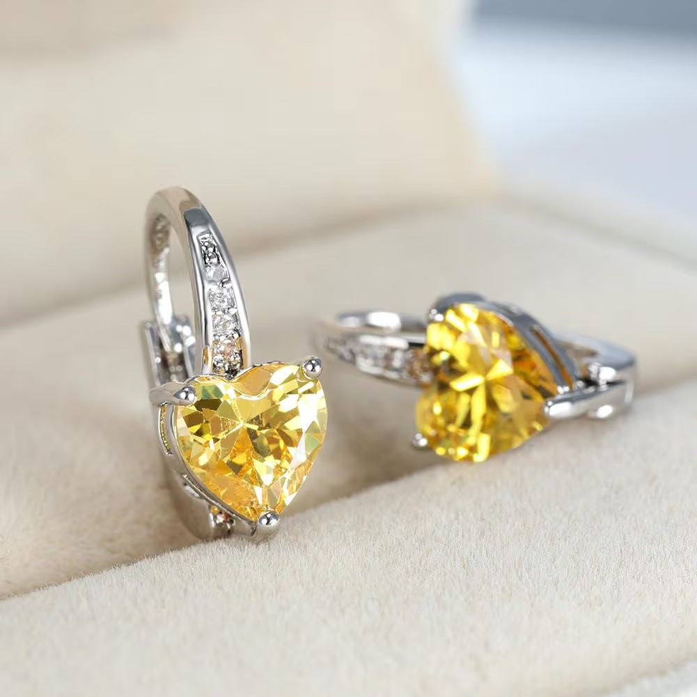 Heart-Shaped Zircon Earrings