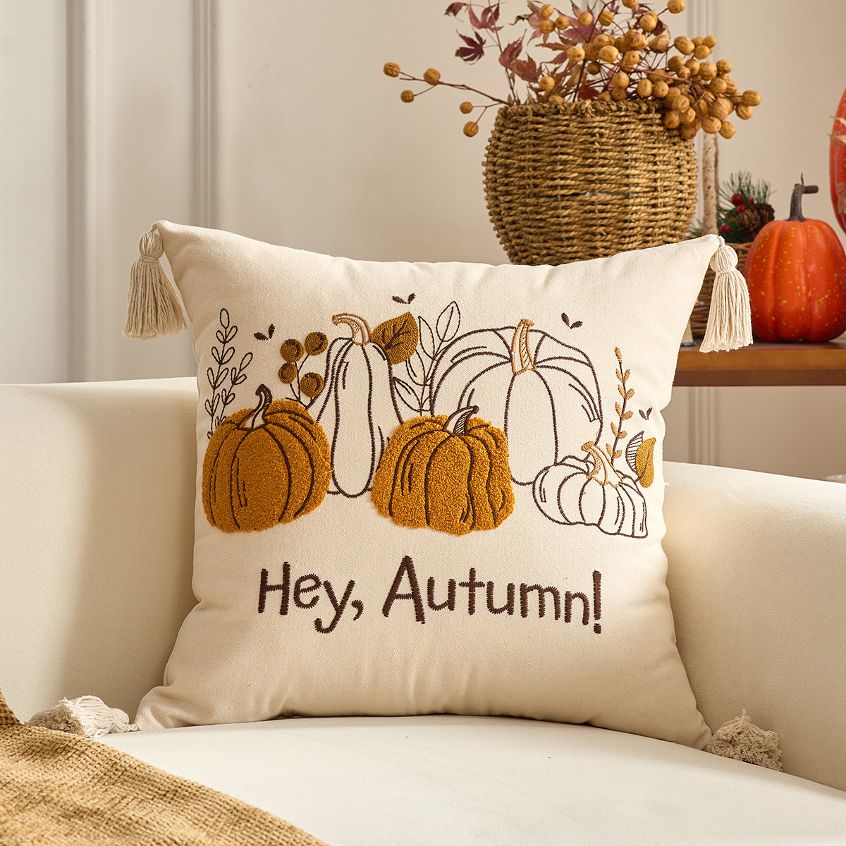 Autumn Pumpkin & Maple Pillow Covers